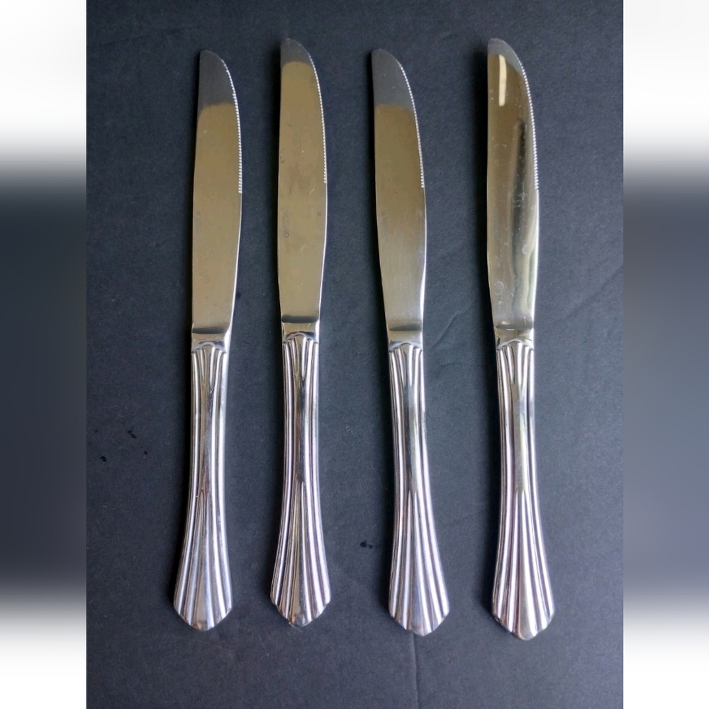 Oneida DUBLIN Stainless Dinner Knife Glossy Finish Silverware Flatware Lot Of 4